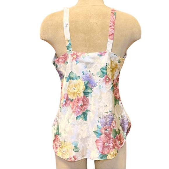 Vintage Cami Floral Print Satin Sleeveless Top Blouse S Small M Medium - Picture 3 of 4